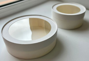 Коробка под зефир, печенье и макароны круглая с окном диам.160мм выс.70 мм, диам.200мм выс.70мм (белая)